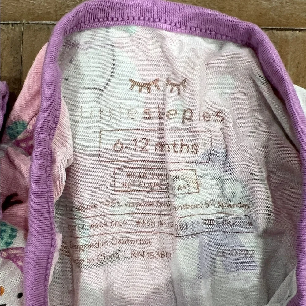 Little Sleepies Pink and Purple Snowman bamboo pajamas 6-12 months